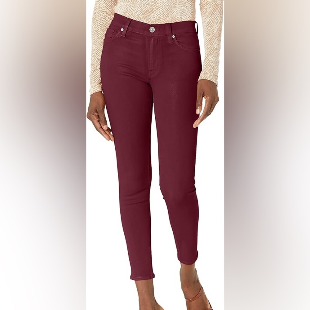 Hudson Jeans Women's Burgundy Midrise Ankle Natalie Skinny Stretch Jeans